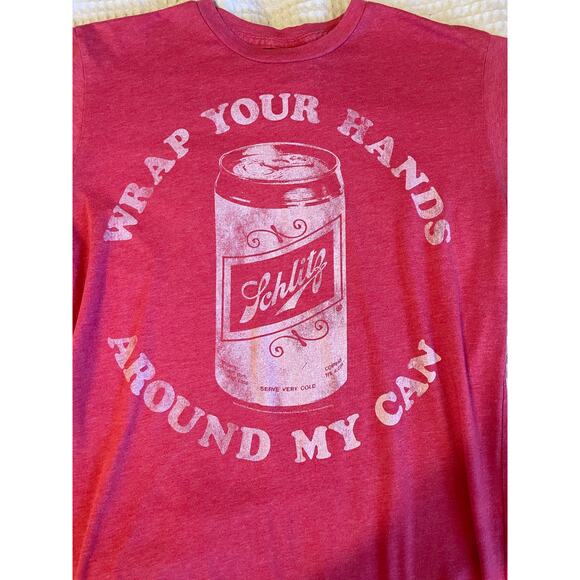 Junk Food Schlitz Graphic Washed Red Crew Neck Tee Shirt Small Retro - Picture 4 of 10